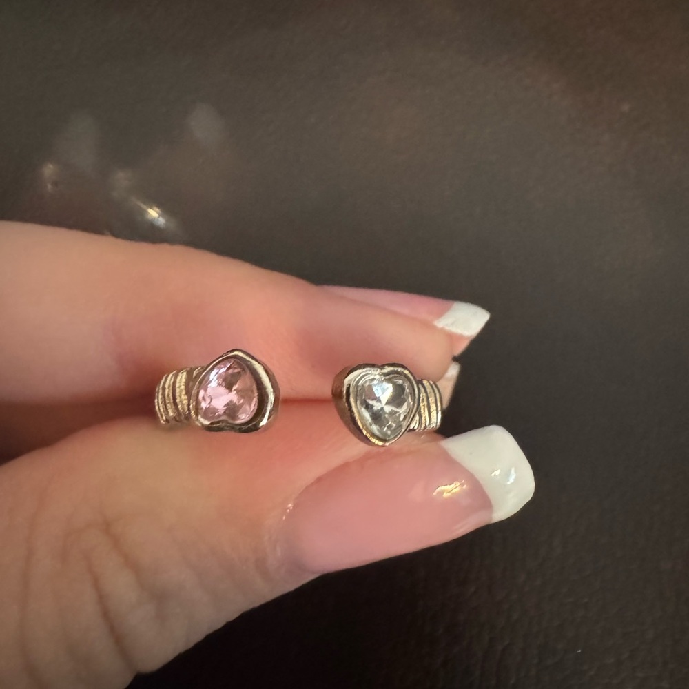 Elegant Heart-Shaped Pink and Silver Ring